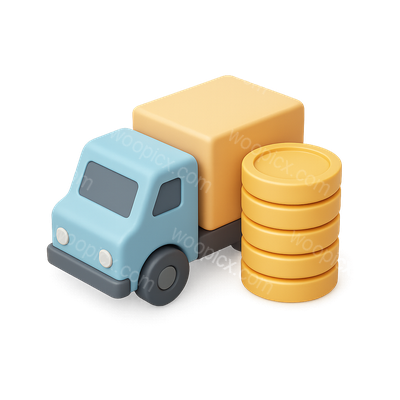 3D Delivery Truck Stacked with Coins Icon