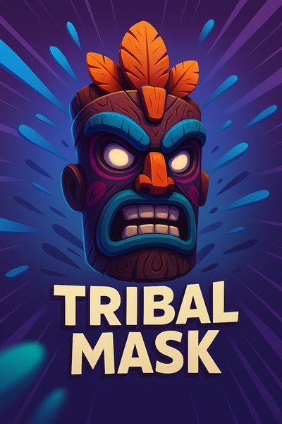 Dynamic Tribal Mask Illustration with Bold Aesthetic
