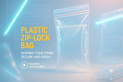 Transparent Plastic Zip-Lock Bag Mockup with Modern Background