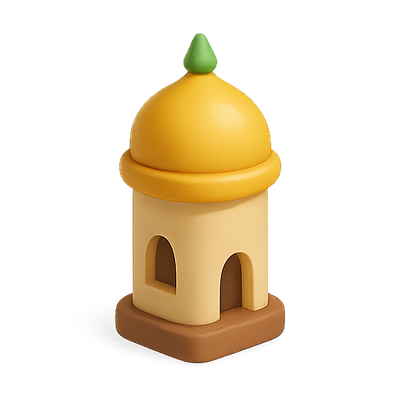 3D Toy Building with Bright Colors and Playful Design