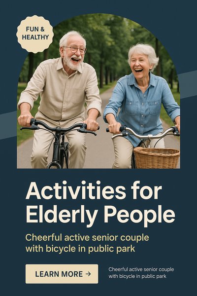 Cheerful Senior Couple Riding Bicycles in Park