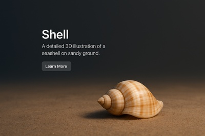 3D Realistic Shell Illustration on Sandy Ground