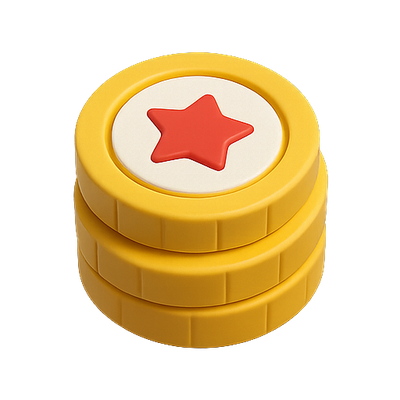Colorful Star-Emblazoned Toy Coins Stack