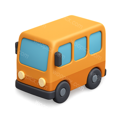 Stylish 3D Isometric Bus Icon with Vibrant Colors