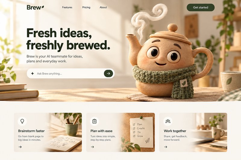 Freshly brewed landing page design
