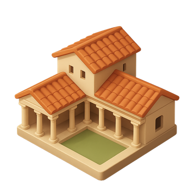 3D Icon of a Roman Villa Estate with Isometric View