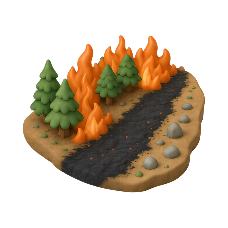 Fire break line in forest