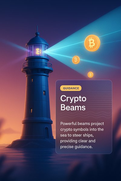 Futuristic Lighthouse Emitting Crypto Beams for Navigation