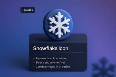 3D Snowflake Icon for UI Design and Features