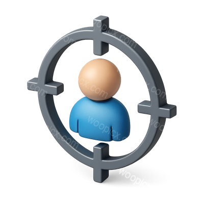 Stylized 3D Target Icon with Person Figure