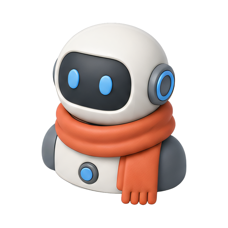 stylish robot bust with scarf