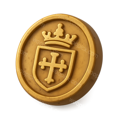 3D Spanish Real Coin in Isometric View with Crown Design