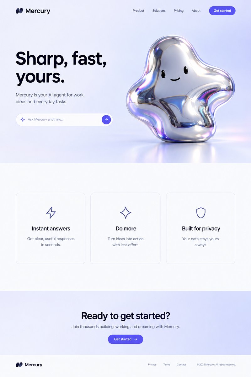 AI agent landing page design