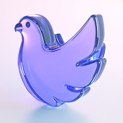 Stylized Glass Bird Sculpture in Soft Purple Hue
