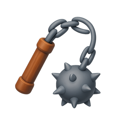 3D Icon of a Spiked Mace with Chain