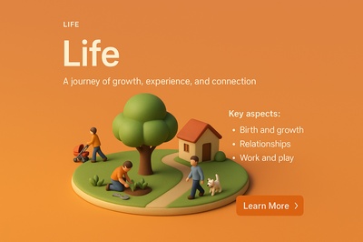 Charming 3D Scene Depicting Life's Journey and Growth