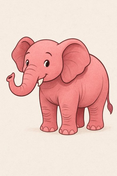 Cute Cartoon Elephant Character Illustration