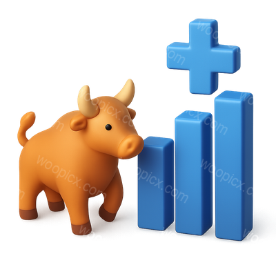 3D Bull with Rising Market Bars Icon