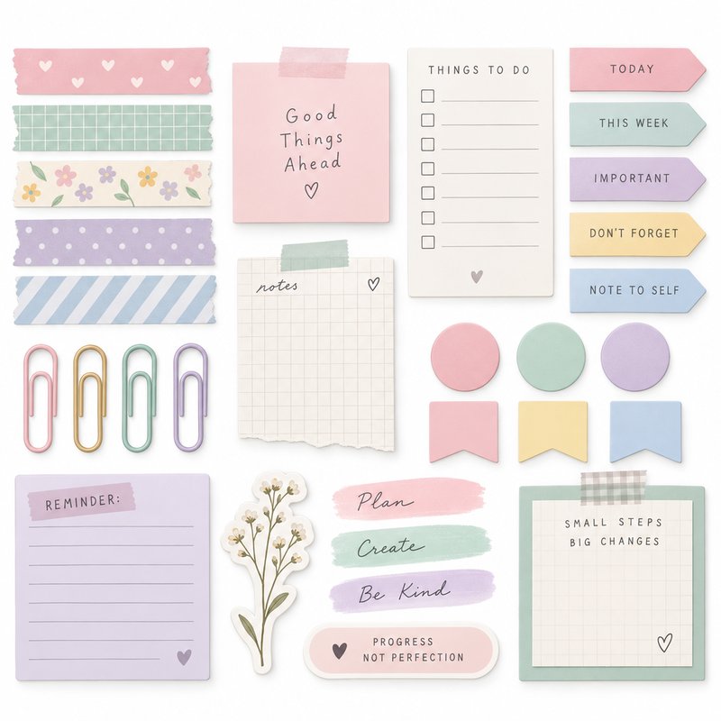 Pastel planner sticker elements
