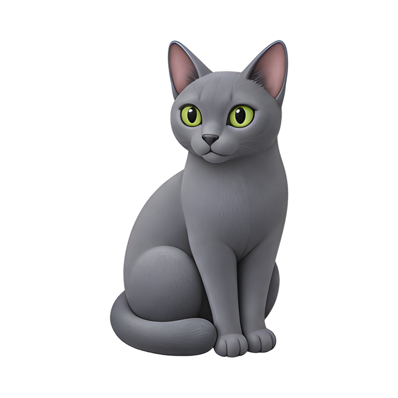 russian blue cat with green eyes