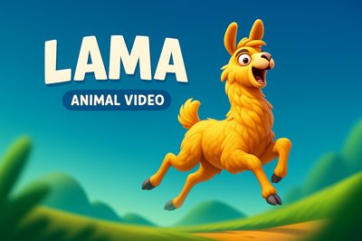Dynamic 3D Illustration of a Playful Lama in Motion