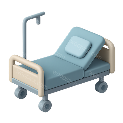 3D Isometric Hospital Bed Icon with Adjustable Features