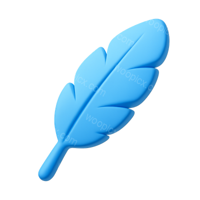 Stylish 3D Blue Feather Icon with Isometric Design