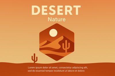 Desert Landscape with Geometric Elements and Colorful Design