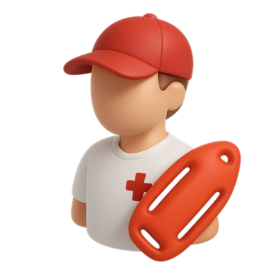 3D Lifeguard Icon with Buoy in Isometric View