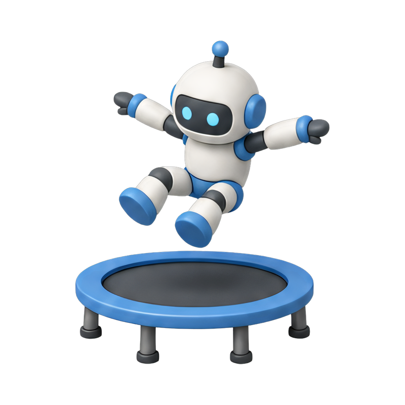 robot jumping on a trampoline