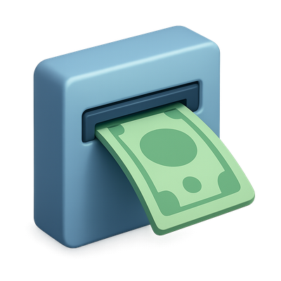 3D Icon of Cash Withdrawal from ATM in Isometric View