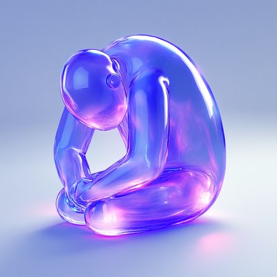 Contemporary Glass Sculpture of a Contemplative Figure