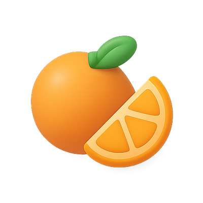 Stylized Orange Fruit Icon with Slice