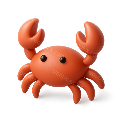 Stylish 3D Crab Icon with Claws in Isometric View