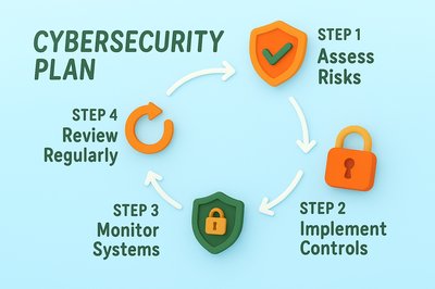 Infographic Illustrating a Cybersecurity Plan Steps