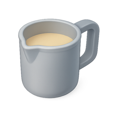 Minimalist Ceramic Creamer Pitcher with Creamy Liquid