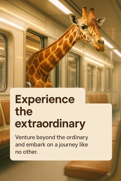 Creative advertisement featuring a giraffe in a subway setting