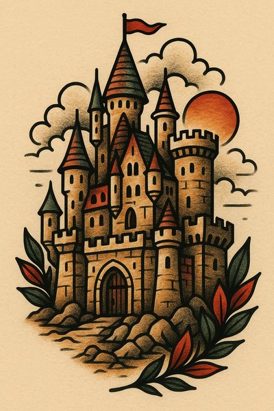 Illustrative Castle Design with Artistic Details