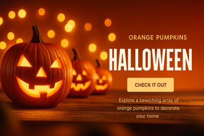 Bright Halloween Pumpkins with Glowing Background