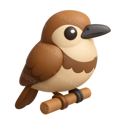 Cute cartoon bird figurine on a branch