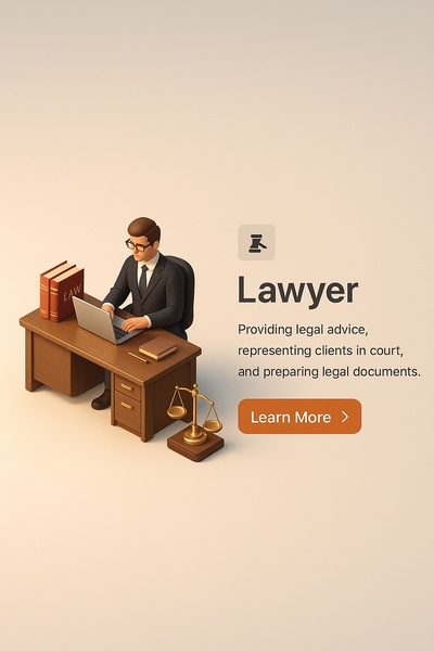 3D Lawyer Scene with Legal Elements and Textual Details