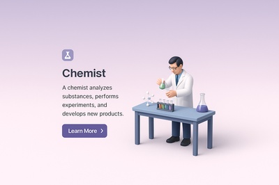 Realistic 3D Chemist Laboratory Scene with Action Button