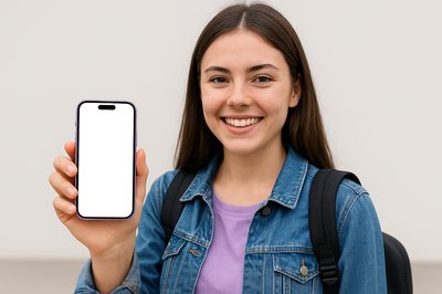 Student Holding a Phone with a Smile