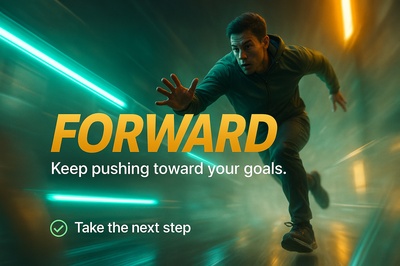 Dynamic Neon Design for Motivational Carousel Slide
