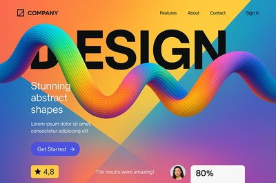 Modern Geometric Landing Page Design with Abstract Elements