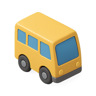 3D Render of a Yellow Toy Bus Model