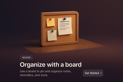 Realistic 3D Scene of a Notice Board with Notes and Reminders
