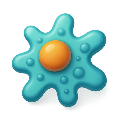 3D Amoeba Icon with Vibrant Colors and Volumetric Feel