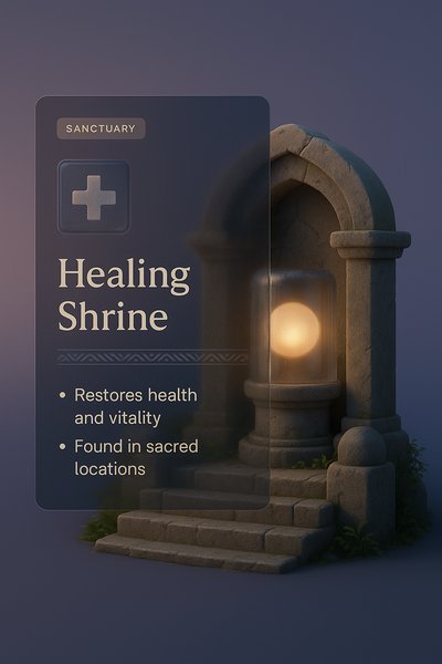 3D Healing Shrine Design with Integrated UI Elements
