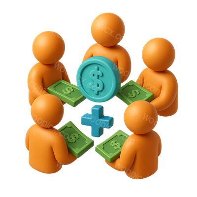 3D Money Exchange Icon with Participants and Currency